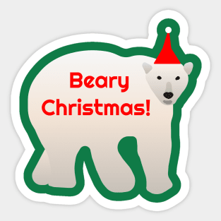 Beary Christmas! - cute and funny polar festive polar bear design - green and red Sticker